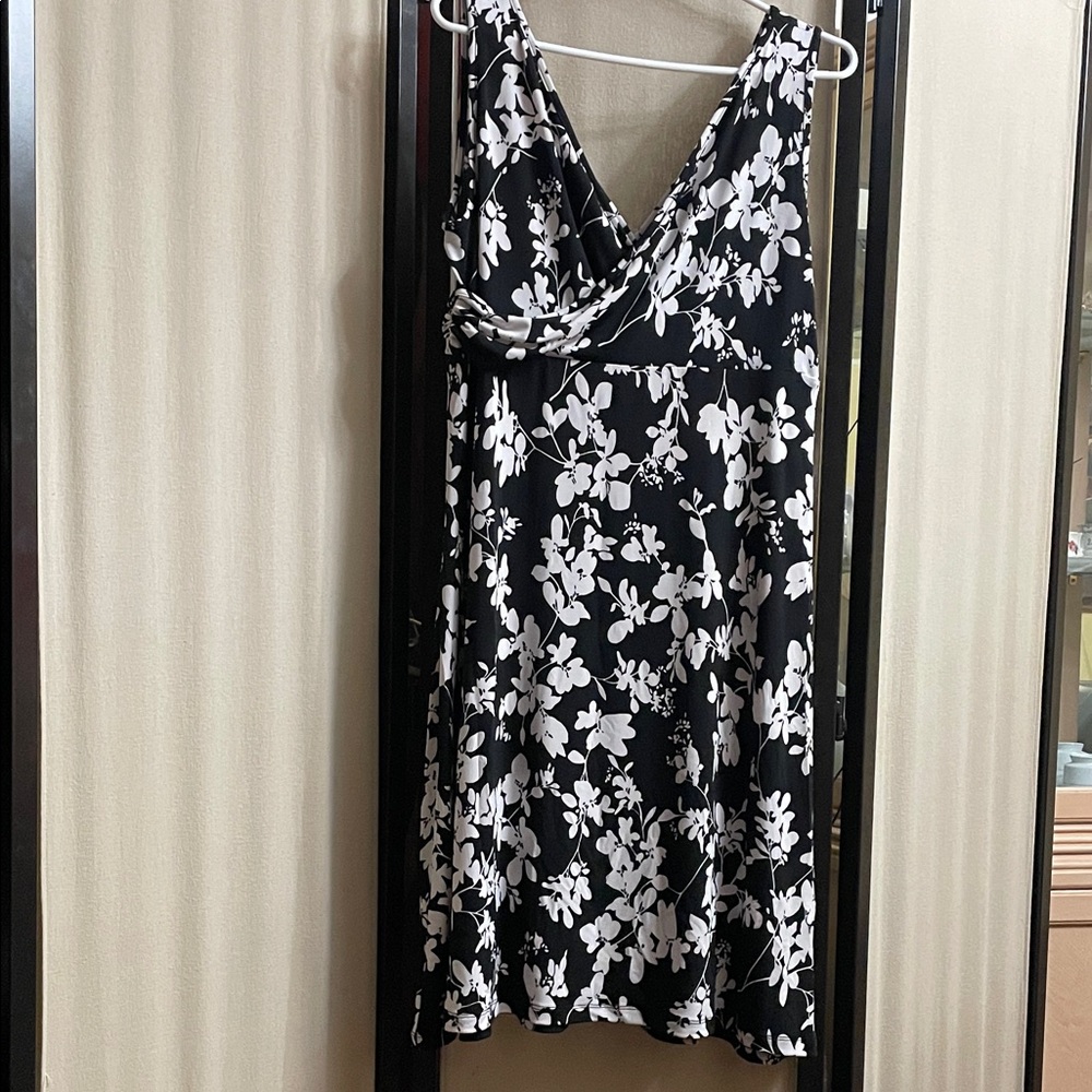 Floral Black and White Dress